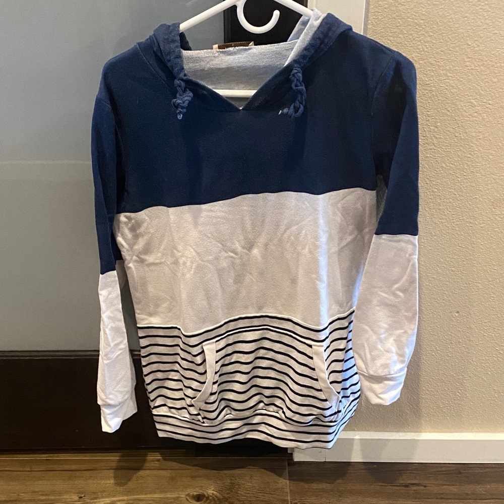 Blue and White Striped Hoodie